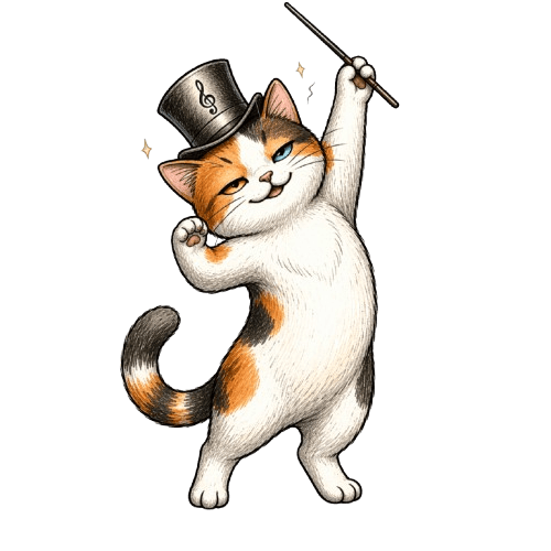 Mewstro conducting with baton